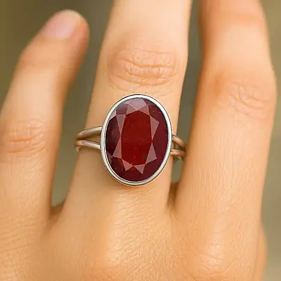 Authentic 925 Sterling Silver Hessonite Gomed Ladies’ Ring