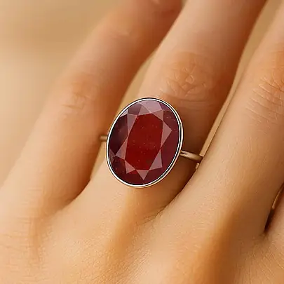 Pure 925 Sterling Silver Hessonite Gomed Women’s Ring