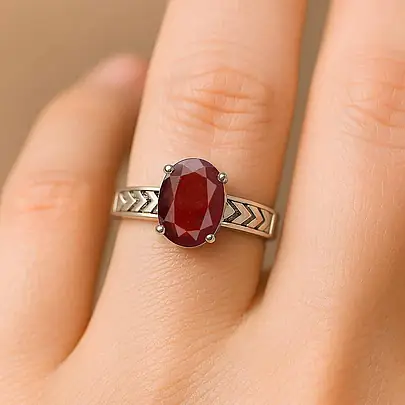 Classic Hessonite Gomed Stone Sterling Silver Ring for Women