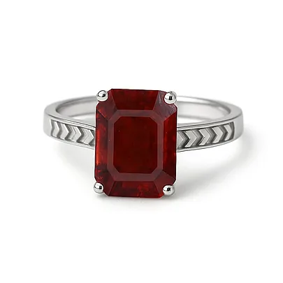 Elegant Sterling Silver Hessonite Garnet Men’s Ring