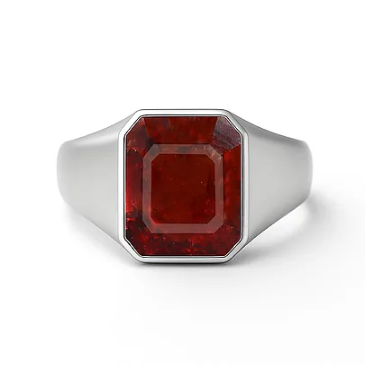 Bold & Stylish 925 Silver Hessonite Garnet Men’s Ring