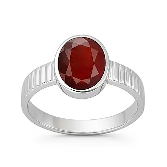 Classic Sterling Silver Hessonite Gomed Gemstone Ring for Male