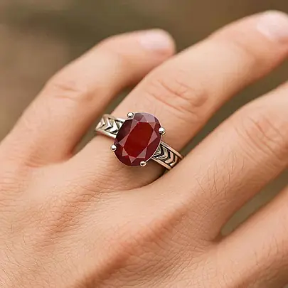 Royal Collection Sterling Silver Hessonite Gomed Gemstone Ring For Male