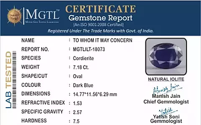 Madagascar Iolite - 7.18 Carat Prime Quality | ILT-18073