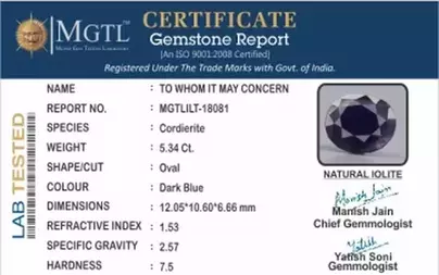 Madagascar Iolite - 5.34 Carat Prime Quality | ILT-18081