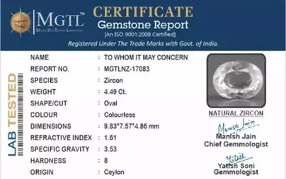 Ceylon Natural Zircon - 4.49 Carat  Limited Quality NZ-17083