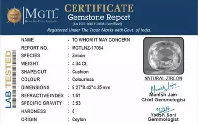 Ceylon Natural Zircon - 4.34 Carat  Limited Quality NZ-17084