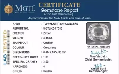 Ceylon Natural Zircon - 3.15 Carat  Limited Quality NZ-17086