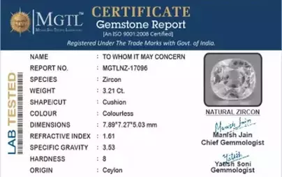 Ceylon Natural Zircon - 3.21 Carat  Limited Quality NZ-17096