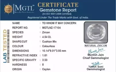 Ceylon Natural Zircon - 4.54 Carat  Limited Quality NZ-17104