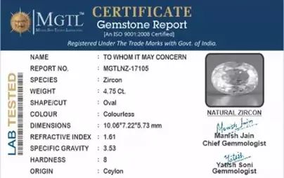 Ceylon Natural Zircon - 4.75 Carat  Limited Quality NZ-17105