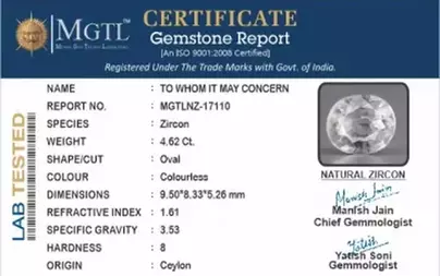 Ceylon Natural Zircon - 4.62 Carat  Limited Quality NZ-17110