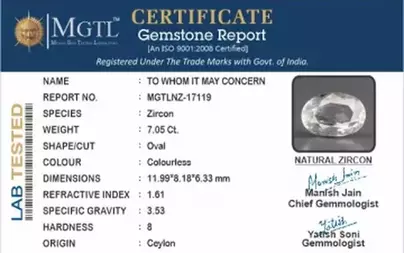 Ceylon Natural Zircon - 7.05 Carat  Limited Quality NZ-17119