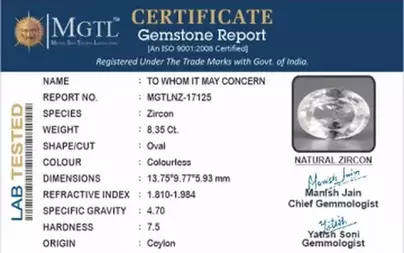 Ceylon Natural Zircon - 8.35 Carat  Limited Quality NZ-17125