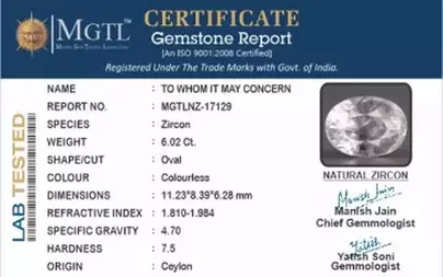 Ceylon Natural Zircon - 6.02 Carat  Limited Quality NZ-17129