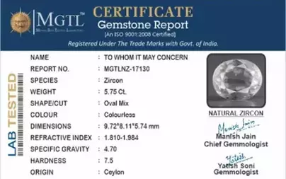 Ceylon Natural Zircon - 5.75 Carat  Limited Quality NZ-17130