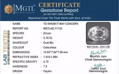 Ceylon Natural Zircon - 5.76 Carat  Limited Quality NZ-17132