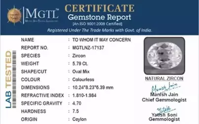 Ceylon Natural Zircon - 5.79 Carat  Limited Quality NZ-17137