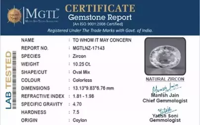 Ceylon Natural Zircon - 10.25 Carat  Rare Quality NZ-17143