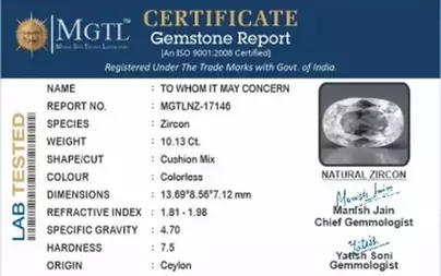 Ceylon Natural Zircon - 10.13 Carat  Rare Quality NZ-17146