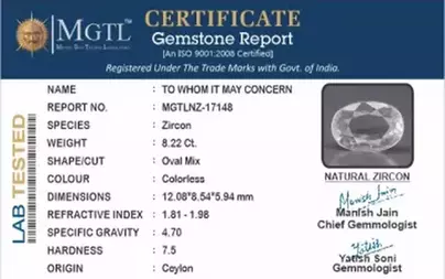 Ceylon Natural Zircon - 8.22 Carat  Limited Quality NZ-17148