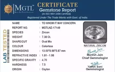 Ceylon Natural Zircon - 7.38 Carat  Limited Quality NZ-17149