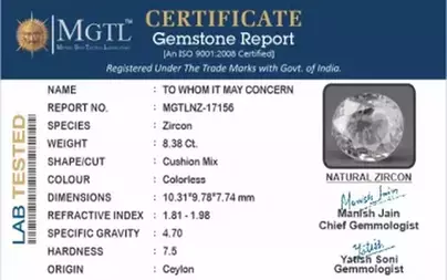 Ceylon Natural Zircon - 8.38 Carat  Limited Quality NZ-17156