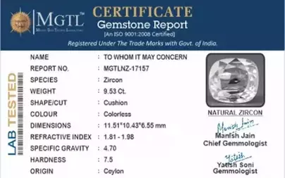 Ceylon Natural Zircon - 9.53 Carat  Limited Quality NZ-17157