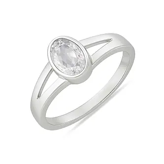 Classic 925 Sterling Silver Zircon Gemstone Ring for Women