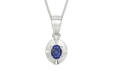 Sterling Silver Thailand Blue Sapphire Pendant Fine Quality (P11)