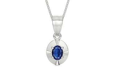 Sterling Silver Thailand Blue Sapphire Pendant Limited Quality (P11)
