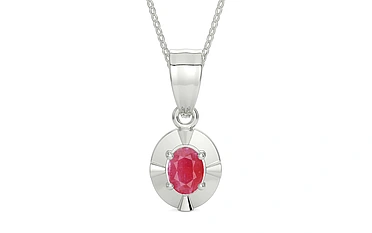 Sterling Silver Ruby Pendant Fine Quality (P11)