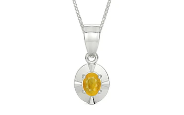 Sterling Silver Thailand Yellow Sapphire Pendant Fine Quality (P11)
