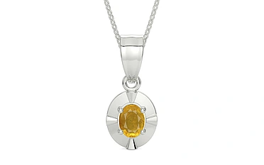 Sterling Silver Thailand Yellow Sapphire Pendant Prime Quality (P11)
