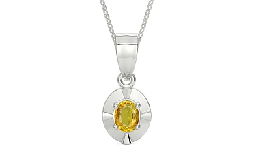 Sterling Silver Thailand Yellow Sapphire Pendant Rare Quality (P11)