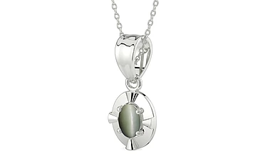 Sterling Silver Cat's Eye Pendant Fine Quality (P11)