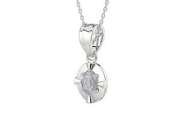 Sterling Silver Ceylon White Sapphire Pendant Fine Quality (P11)