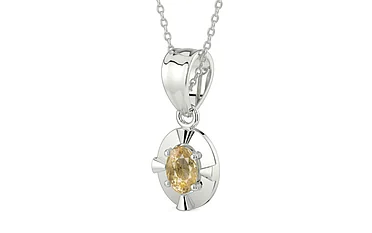 Sterling Silver Ceylon Yellow Sapphire Pendant Fine Quality (P11)