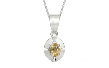 Sterling Silver Ceylon Yellow Sapphire Pendant Fine Quality (P11)