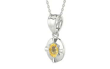 Sterling Silver Ceylon Yellow Sapphire Pendant Prime Quality (P11)