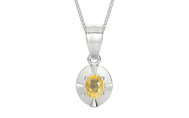 Sterling Silver Ceylon Yellow Sapphire Pendant Prime Quality (P11)