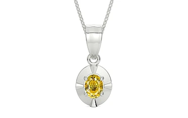 Sterling Silver Ceylon Yellow Sapphire Pendant Rare Quality (P11)