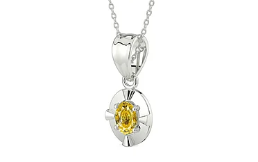 Sterling Silver Ceylon Yellow Sapphire Pendant Rare Quality (P11)
