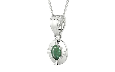 Sterling Silver Emerald Pendant Fine Quality (P11)