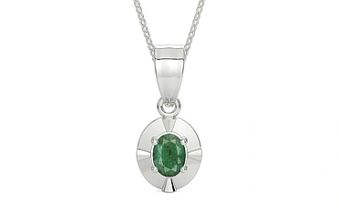 Sterling Silver Emerald Pendant Fine Quality (P11)