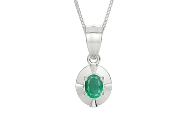 Sterling Silver Emerald Pendant Limited Quality (P11)