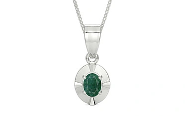 Sterling Silver Emerald Pendant Prime Quality (P11)