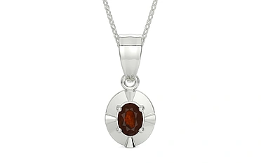Sterling Silver Hessonite Garnet Pendant Fine Quality (P11)