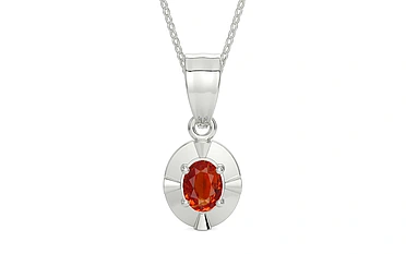 Sterling Silver Hessonite Garnet Pendant Limited Quality (P11)