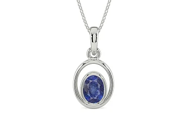 Sterling Silver Thailand Blue Sapphire Pendant Fine Quality (P12)